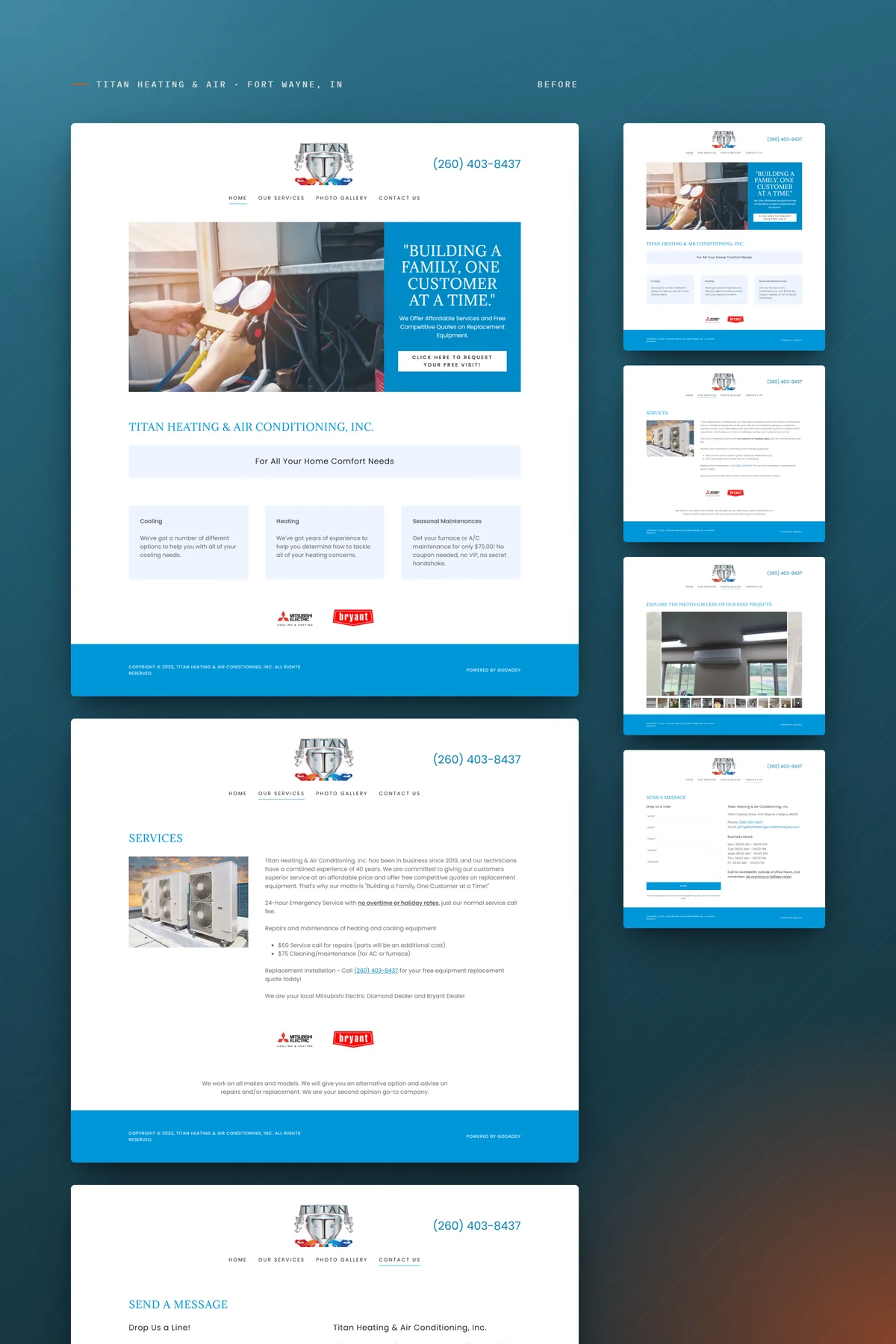 Before: Titan's previous website, built on a page-builder template