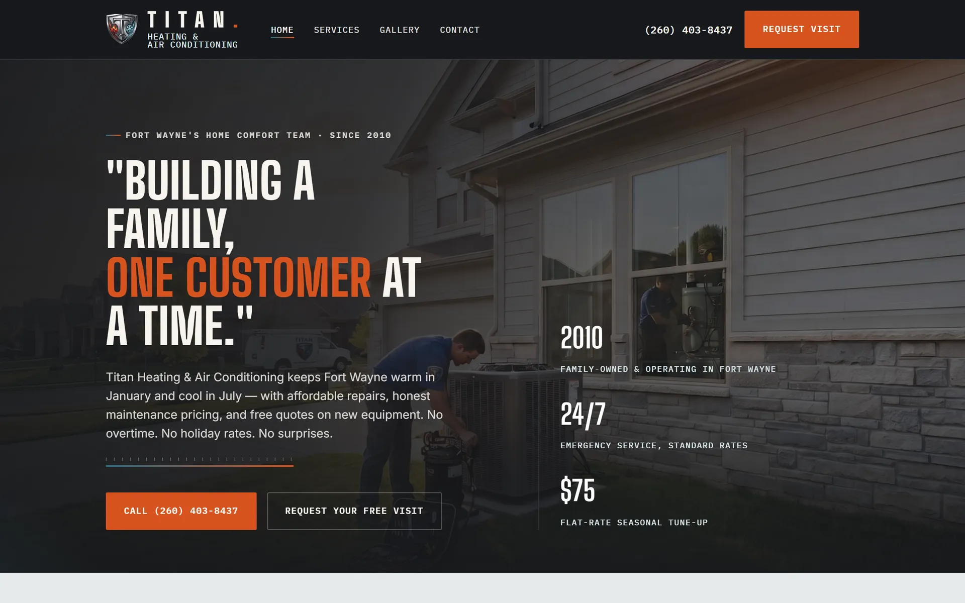 The homepage 44 Films designed and built for Titan Heating and Air Conditioning